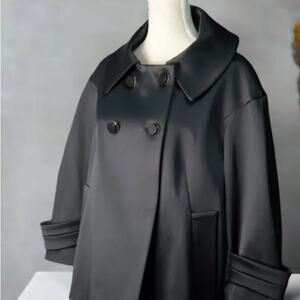 ZARA BASIC DOUBLE BREASTED WOMENS SING A LINE JACKET BLACK SATIN MEDIUM